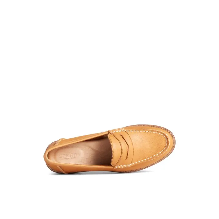 Oxfords and Loafers Women Sperry Seaport Penny Leather Loafer Medium Beige