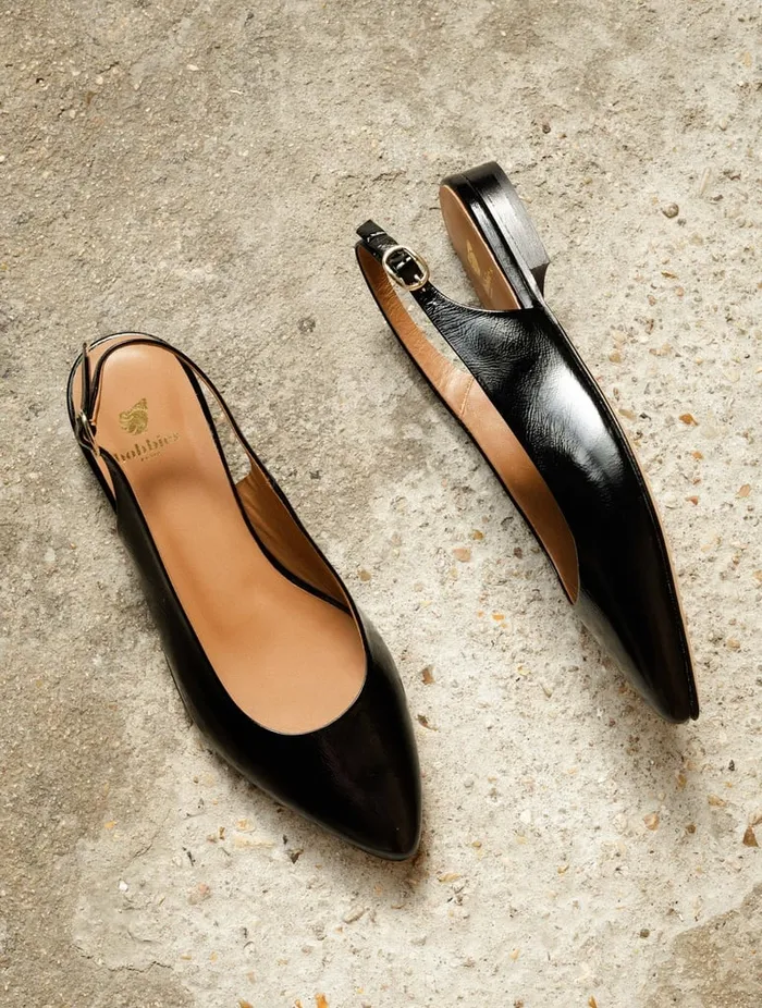 Paige Black Vinyl Women Bobbies Ballet Flats
