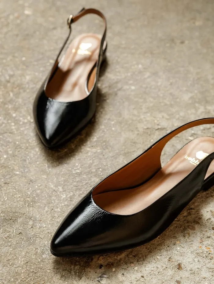 Paige Black Vinyl Women Bobbies Ballet Flats Paige Black Vinyl Women Bobbies Ballet Flats