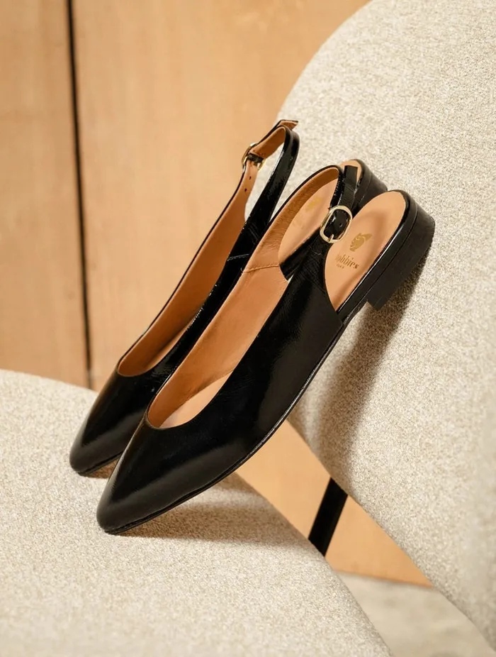 Paige Black Vinyl Women Bobbies Ballet Flats Paige Black Vinyl Women Bobbies Ballet Flats