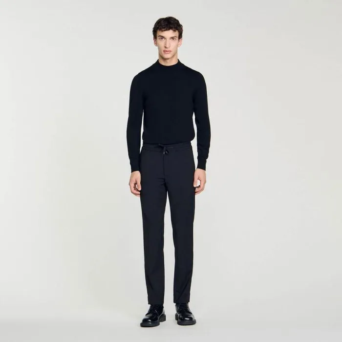 Pants and Shorts Men SANDRO Elasticated Straightleg Pants Black