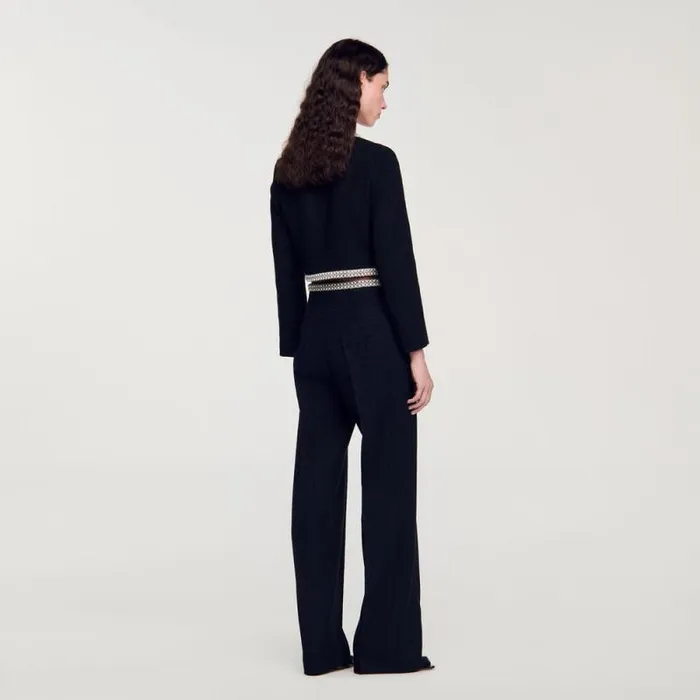 Pants and Shorts Women SANDRO Highwaisted Tweed Trousers Black