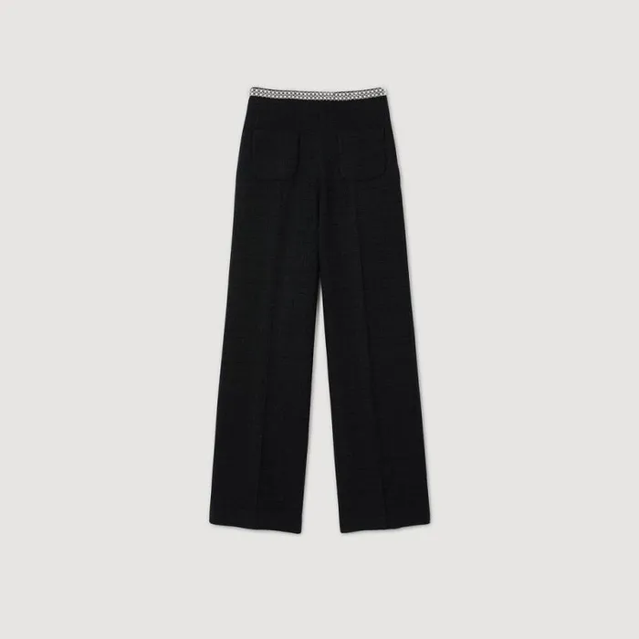 Pants and Shorts Women SANDRO Highwaisted Tweed Trousers Black