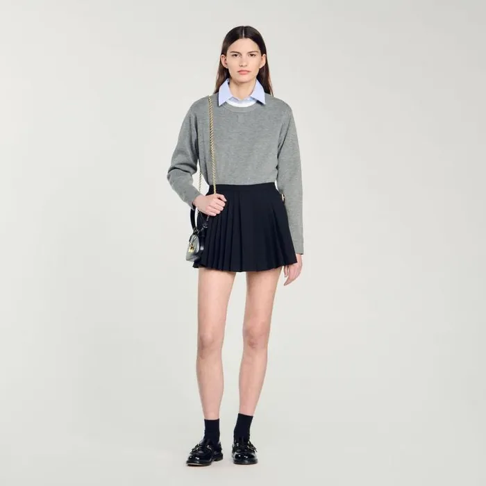 Pants and Shorts Women SANDRO Pleated Skort Black