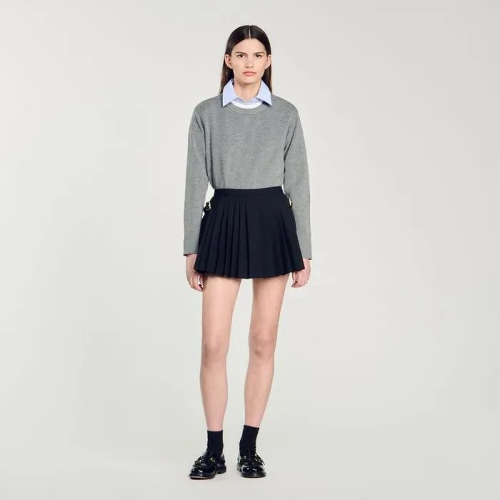 Pants and Shorts Women SANDRO Pleated Skort Black