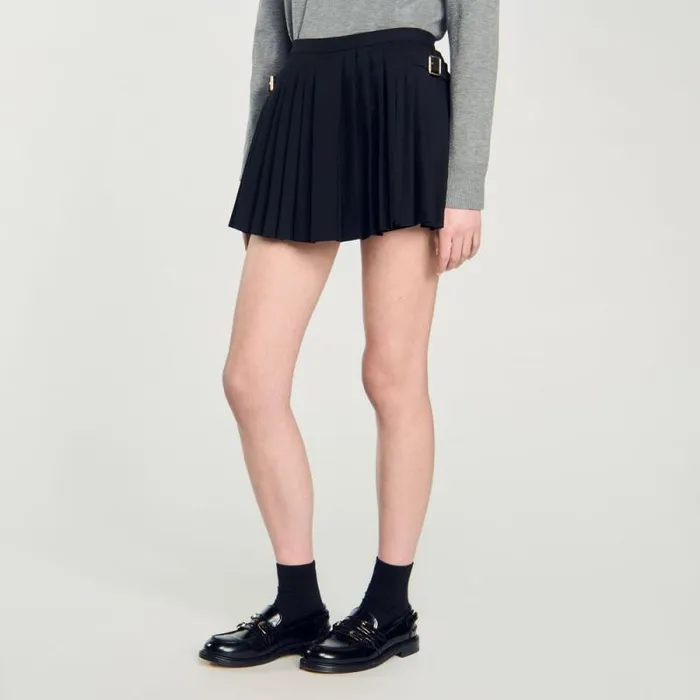 Pants and Shorts Women SANDRO Pleated Skort Black