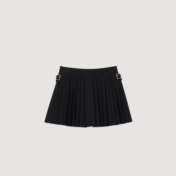 Pants and Shorts Women SANDRO Pleated Skort Black