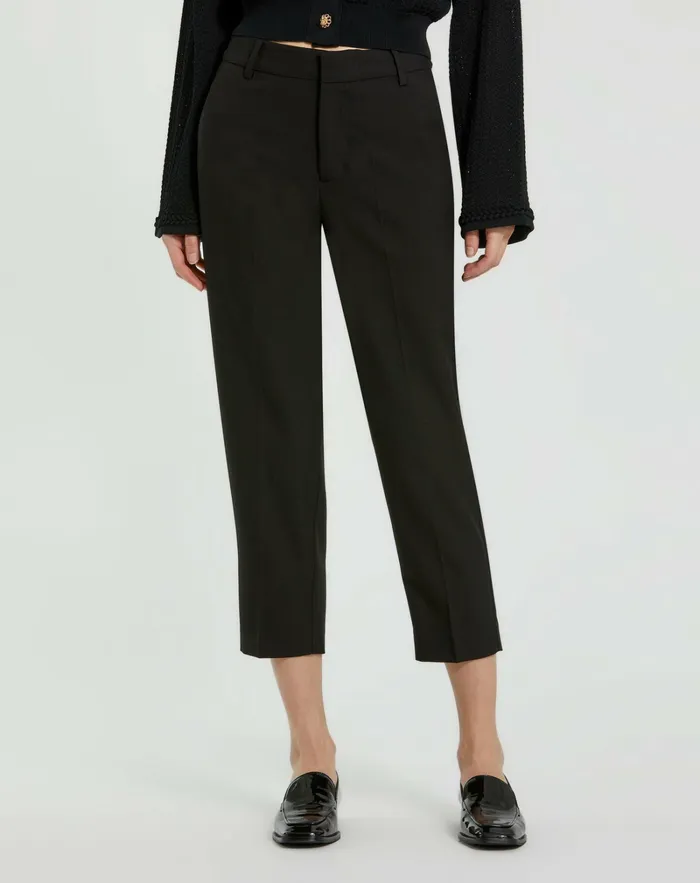 Pants Women Black Classic Crepe Fitted Capri Trouser 8211 FINAL SALE Black Mac Duggal