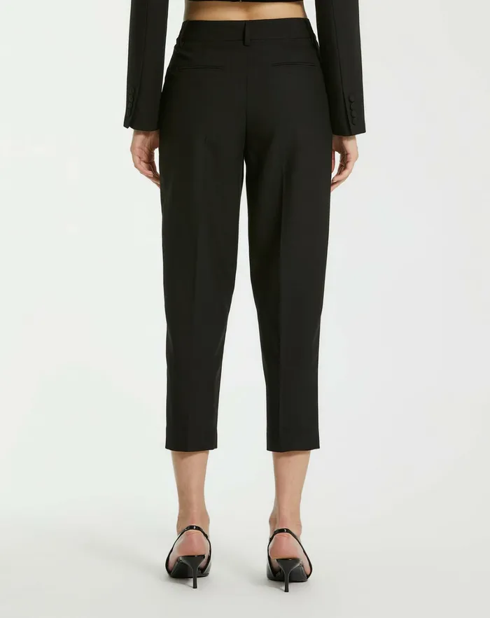Pants Women Black Classic Crepe Fitted Capri Trouser 8211 FINAL SALE Black Mac Duggal
