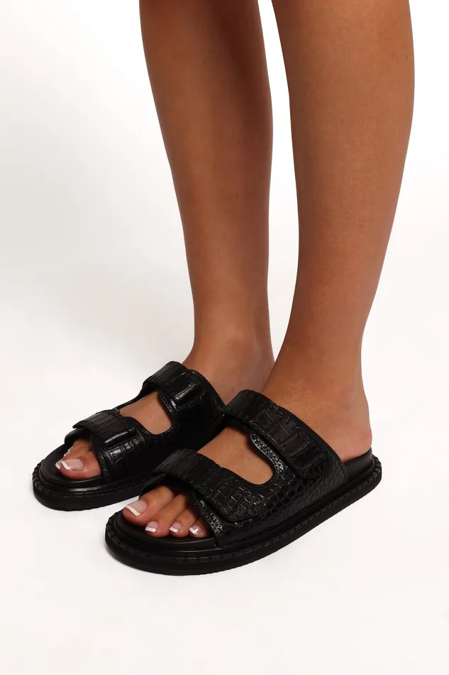 Paros Slide 8211 Black Croc Black Croc Sandals petalandpup Women