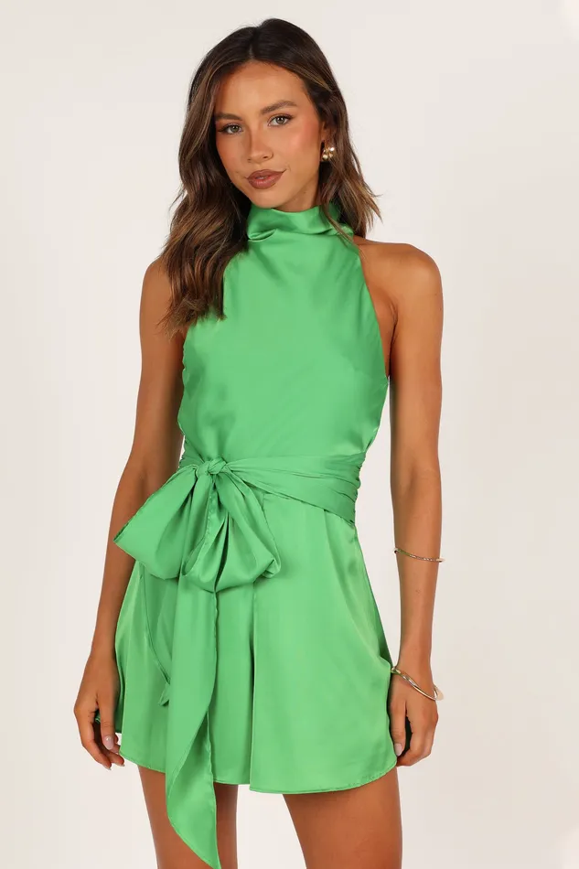petalandpup Jumpsuits and Playsuits Women Odilia Tie Waist Playsuit 8211 Green Green