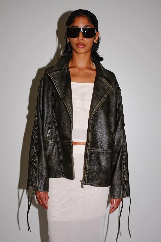 Peyton Leather 8211 Black Women Won Hundred Coats Jackets and Blazers
