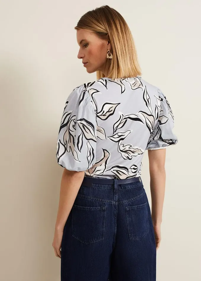 Phase Eight Aaliyah Woven Sleeve Top Blue Women Tops and TShirts