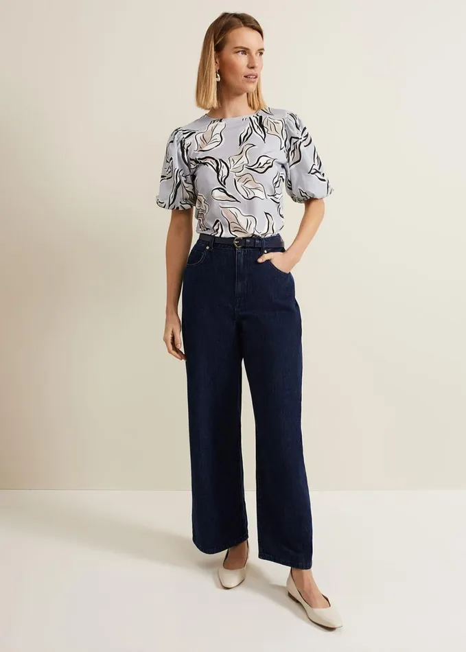 Phase Eight Aaliyah Woven Sleeve Top Blue Women Tops and TShirts