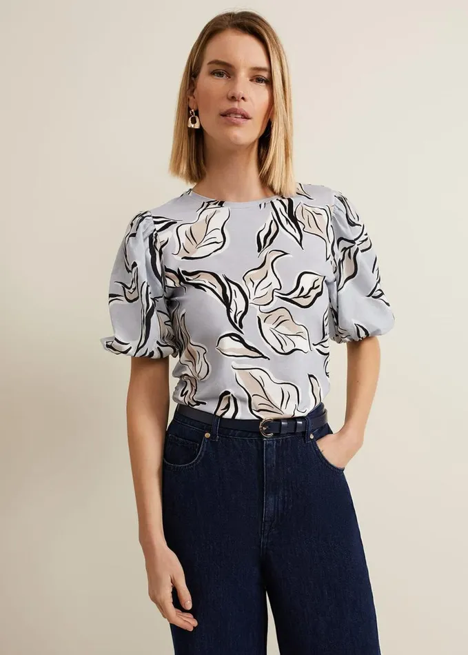 Phase Eight Aaliyah Woven Sleeve Top Blue Women Tops and TShirts