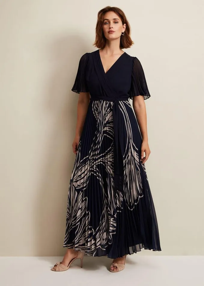 Phase Eight Abigail Printed Pleat Midaxi Dress Multicoloured Women Dresses