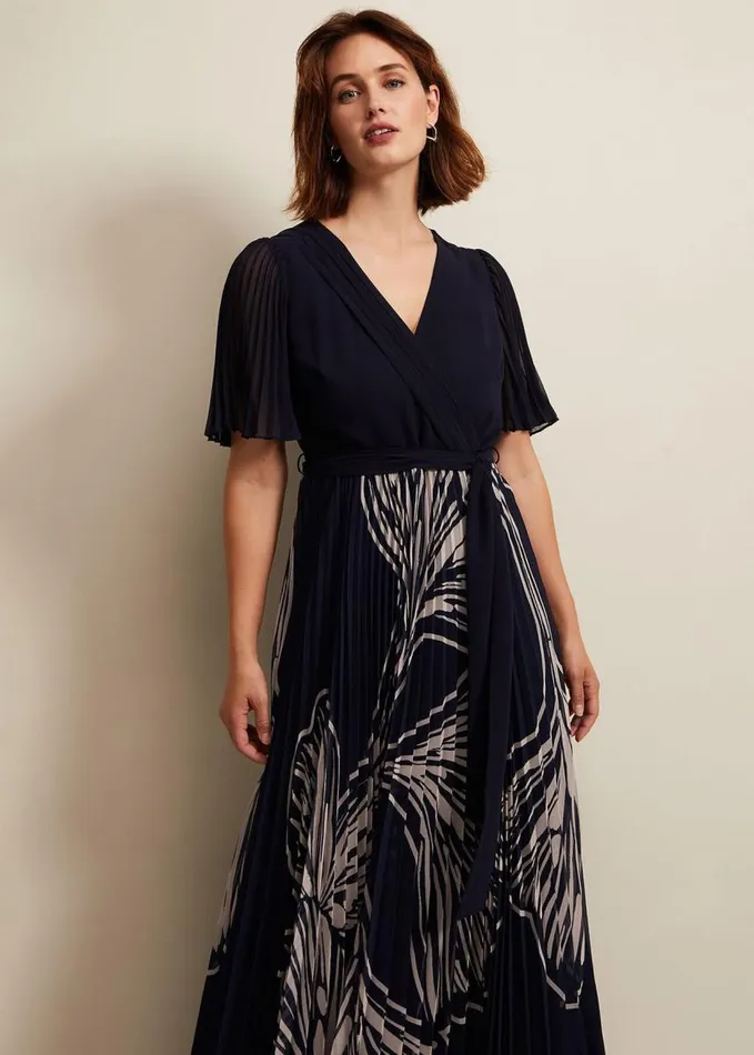 Phase Eight Abigail Printed Pleat Midaxi Dress Multicoloured Women Dresses