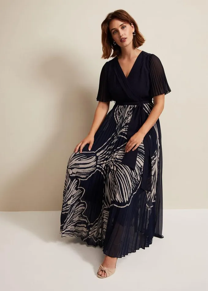 Phase Eight Abigail Printed Pleat Midaxi Dress Multicoloured Women Dresses