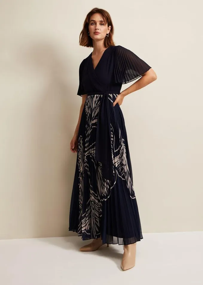 Phase Eight Abigail Printed Pleat Midaxi Dress Multicoloured Women Dresses