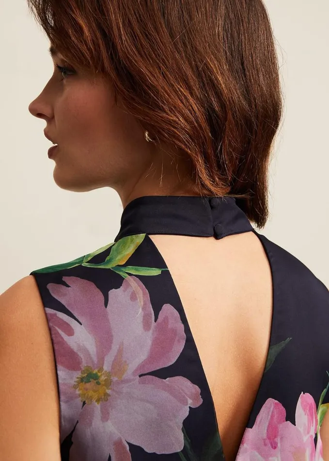 Phase Eight Agnes Floral Overlay Jumpsuit Navy Women Dresses