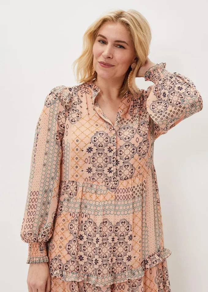 Phase Eight Ailsa Geometric Print Chiffon Midi Dress Pink Multi Women Dresses