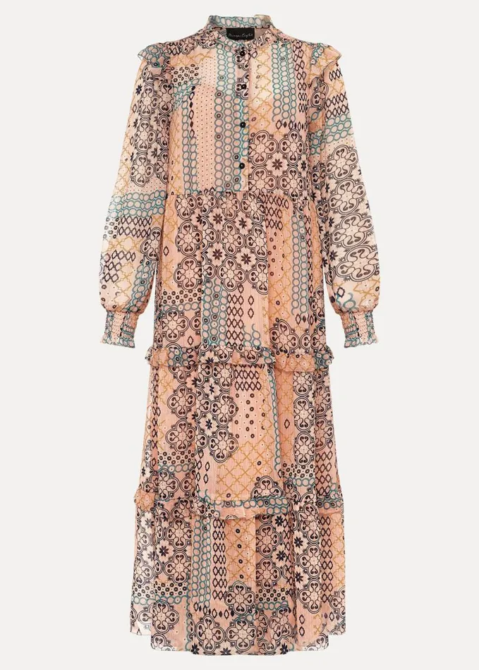 Phase Eight Ailsa Geometric Print Chiffon Midi Dress Pink Multi Women Dresses