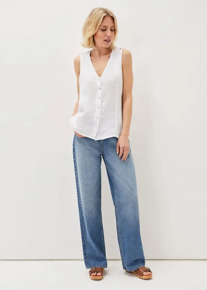 Phase Eight Aislinn Linen Sleeveless Top White Women Tops and TShirts