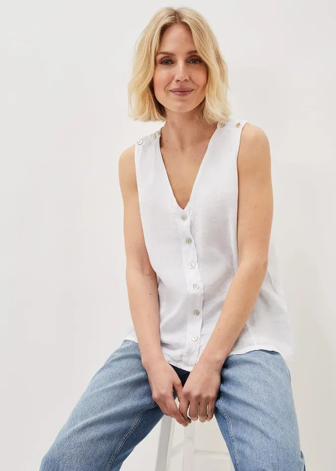 Phase Eight Aislinn Linen Sleeveless Top White Women Tops and TShirts