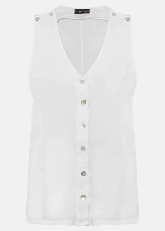 Phase Eight Aislinn Linen Sleeveless Top White Women Tops and TShirts