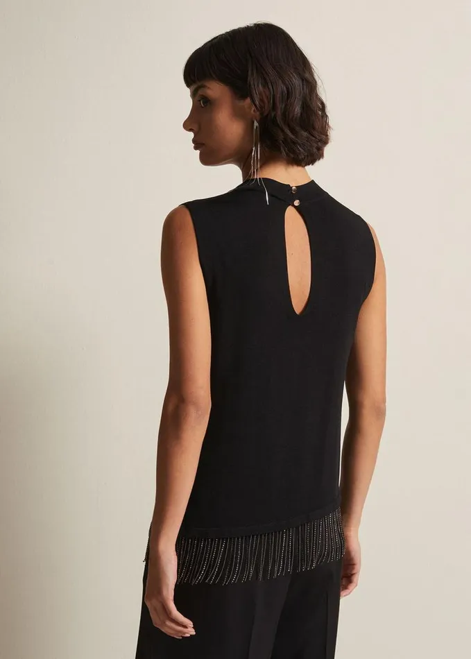 Phase Eight Alara Diamante Sleeveless Top Black Women Knitwear