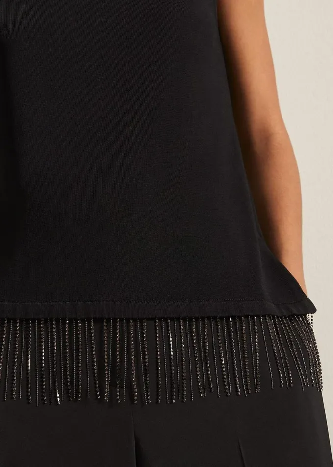 Phase Eight Alara Diamante Sleeveless Top Black Women Knitwear