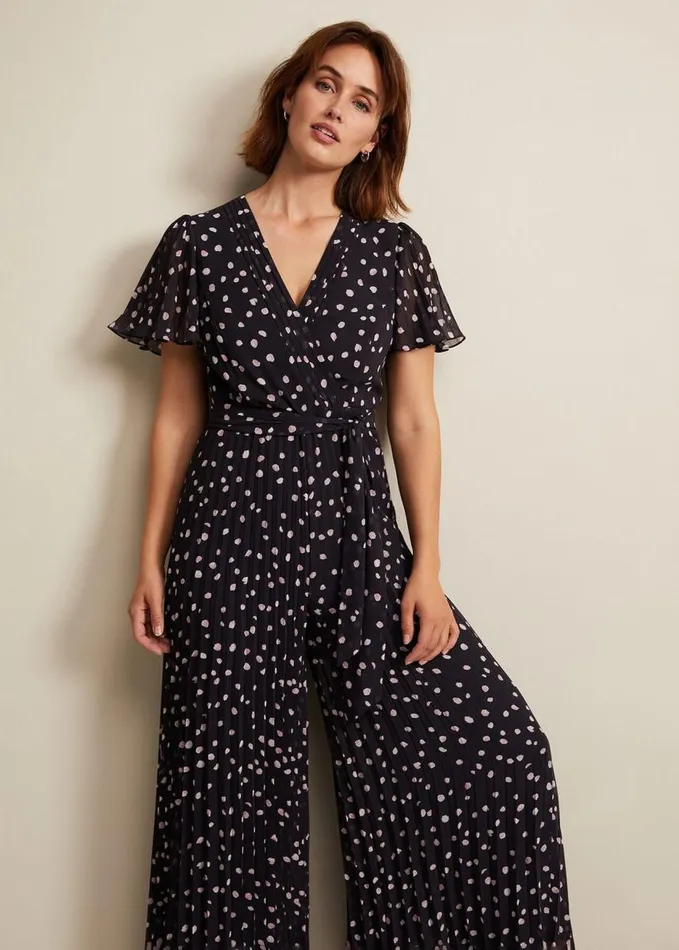 Phase Eight Alexandra Spot Pleat Jumpsuit Multicoloured Women Dresses