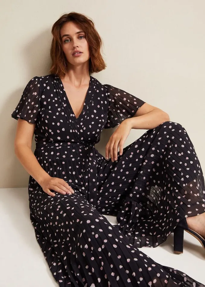 Phase Eight Alexandra Spot Pleat Jumpsuit Multicoloured Women Dresses