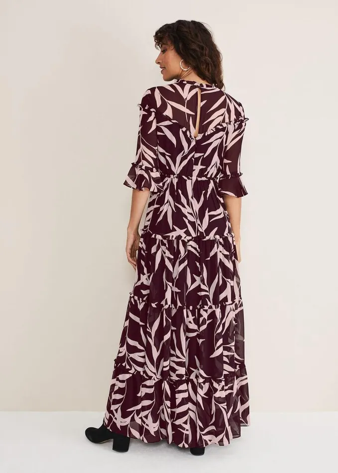Phase Eight Amber Leaf Print Tiered Dress Blackblush Women Dresses