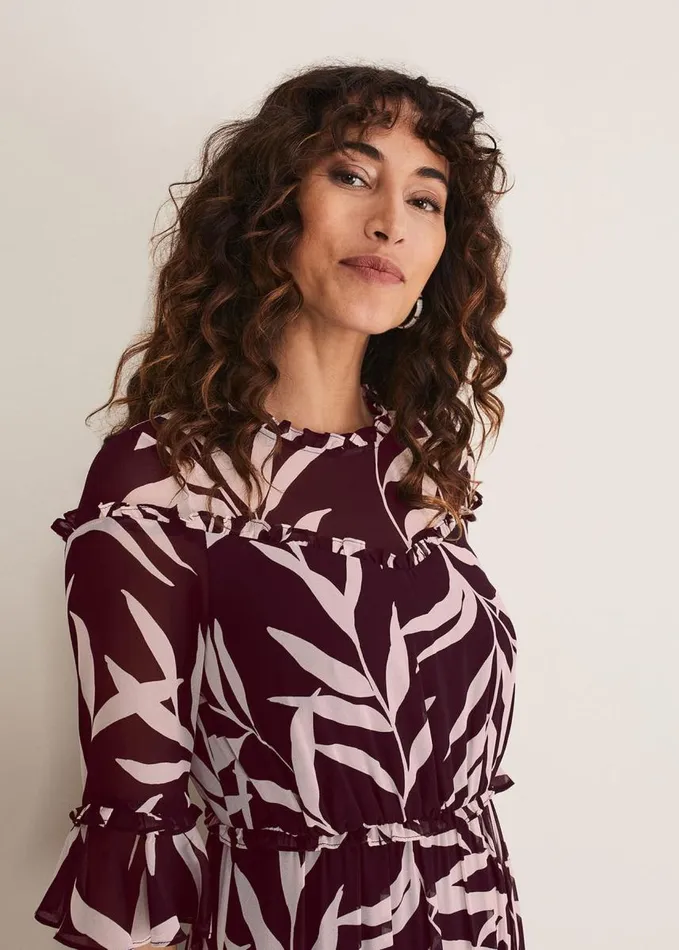 Phase Eight Amber Leaf Print Tiered Dress Blackblush Women Dresses
