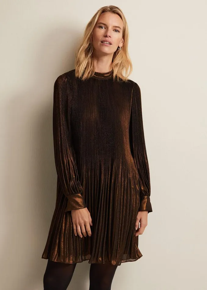 Phase Eight Annabel Foil Dress Gold Women Dresses