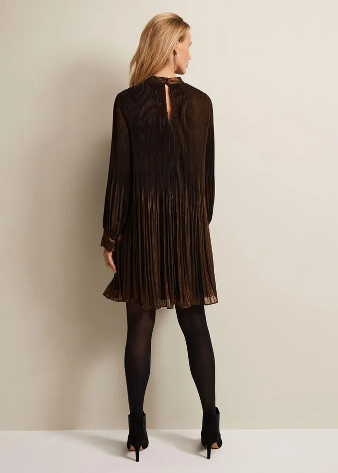 Phase Eight Annabel Foil Dress Gold Women Dresses