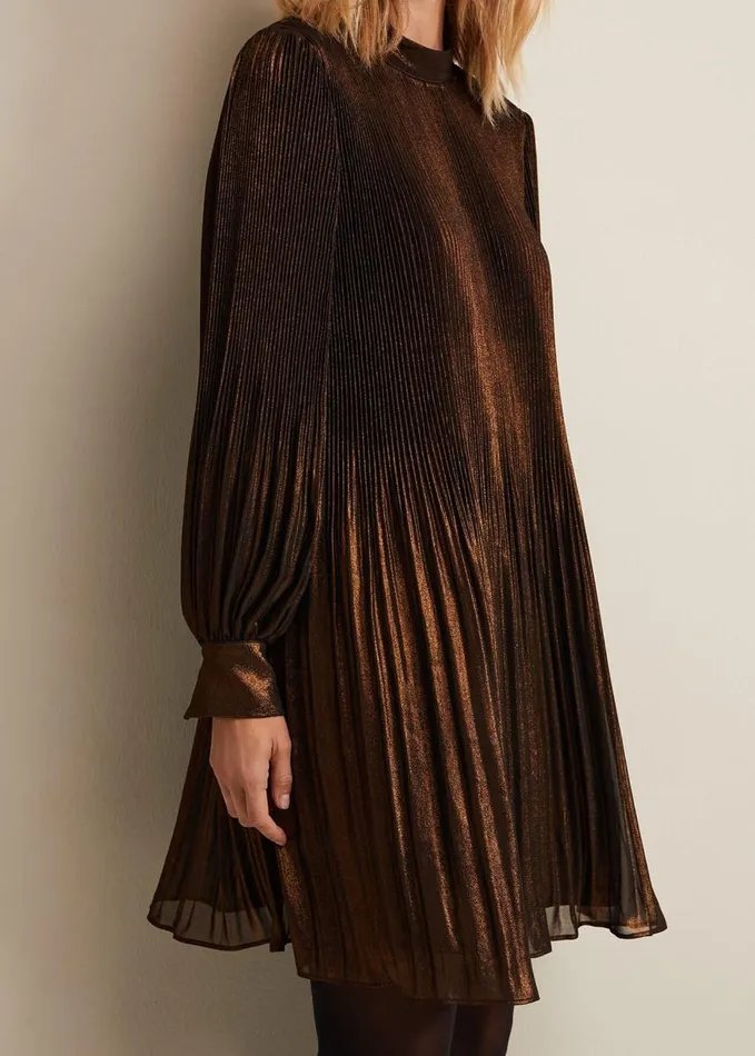 Phase Eight Annabel Foil Dress Gold Women Dresses