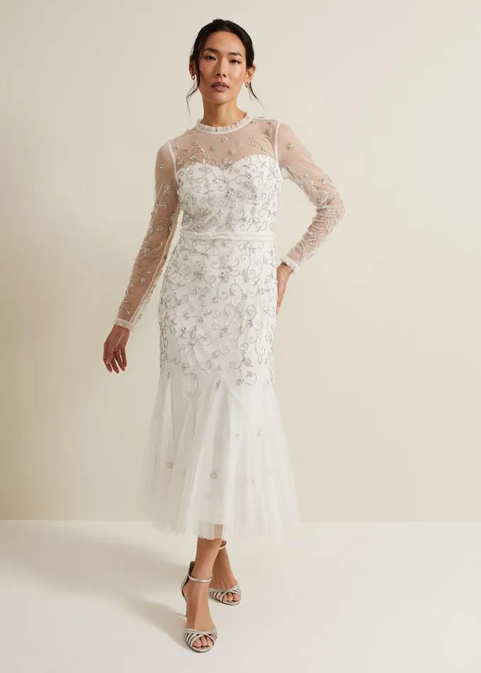 Phase Eight Annie Embellished Wedding Dress Ivory Women Dresses