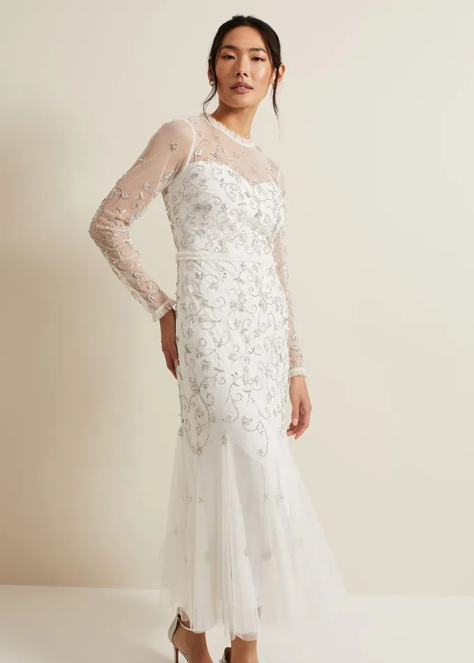 Phase Eight Annie Embellished Wedding Dress Ivory Women Dresses
