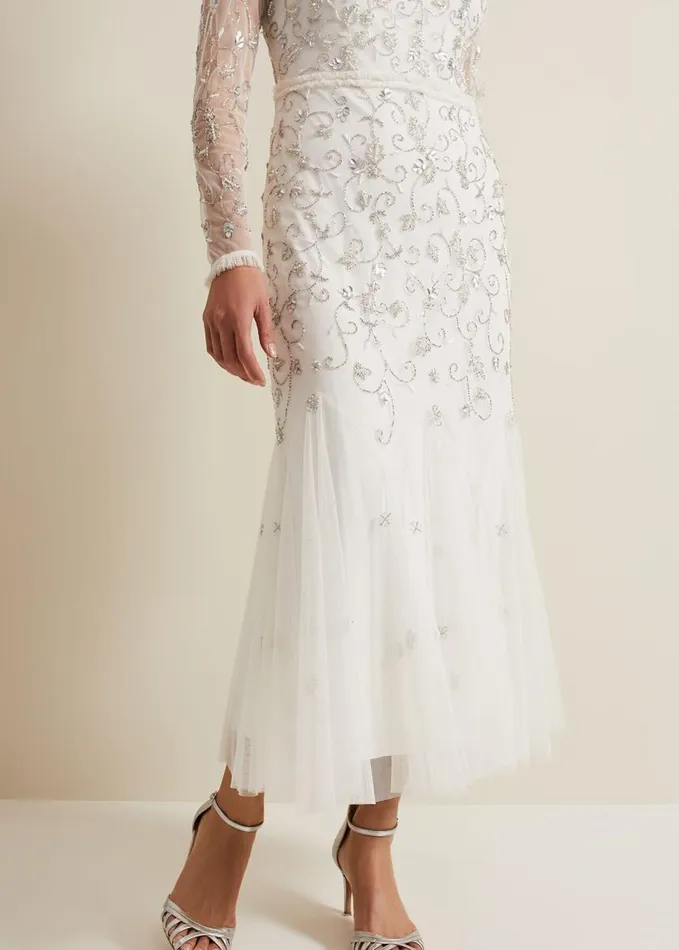 Phase Eight Annie Embellished Wedding Dress Ivory Women Dresses