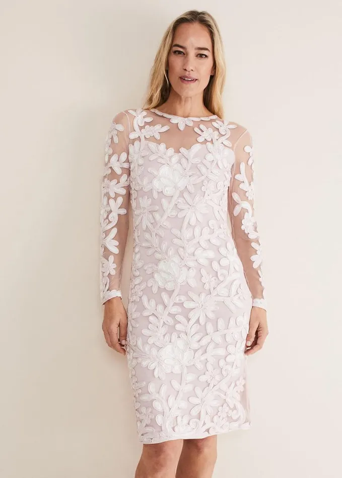 Phase Eight Annika Tapework Midi Dress Antique Roseivory Women Dresses