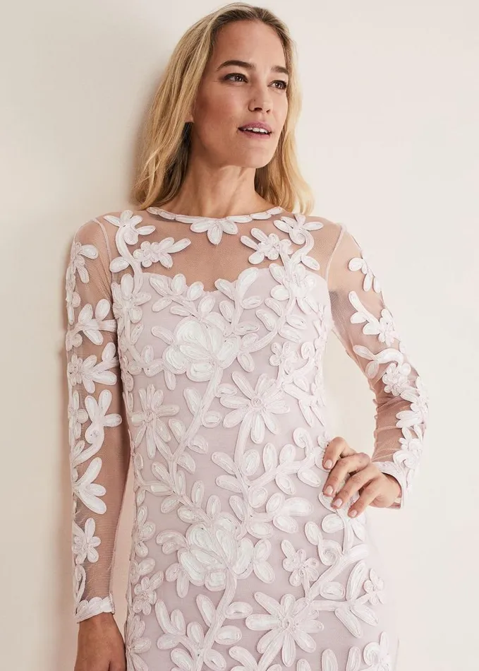 Phase Eight Annika Tapework Midi Dress Antique Roseivory Women Dresses