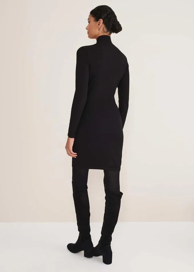 Phase Eight Arden Zip Detail Colourblock Knit Tunic Blackivory Women Dresses