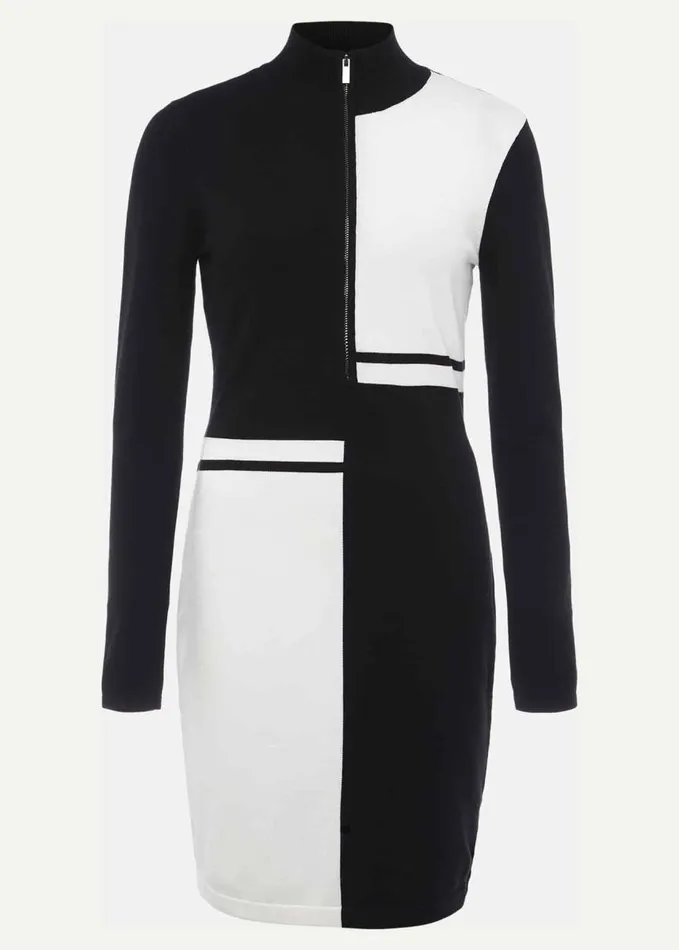Phase Eight Arden Zip Detail Colourblock Knit Tunic Blackivory Women Dresses