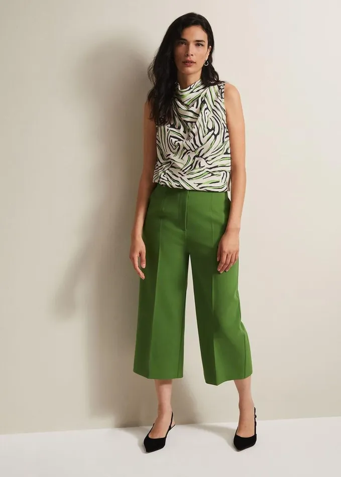 Phase Eight Aubrielle Wide Leg Culottes Green Women Trousers