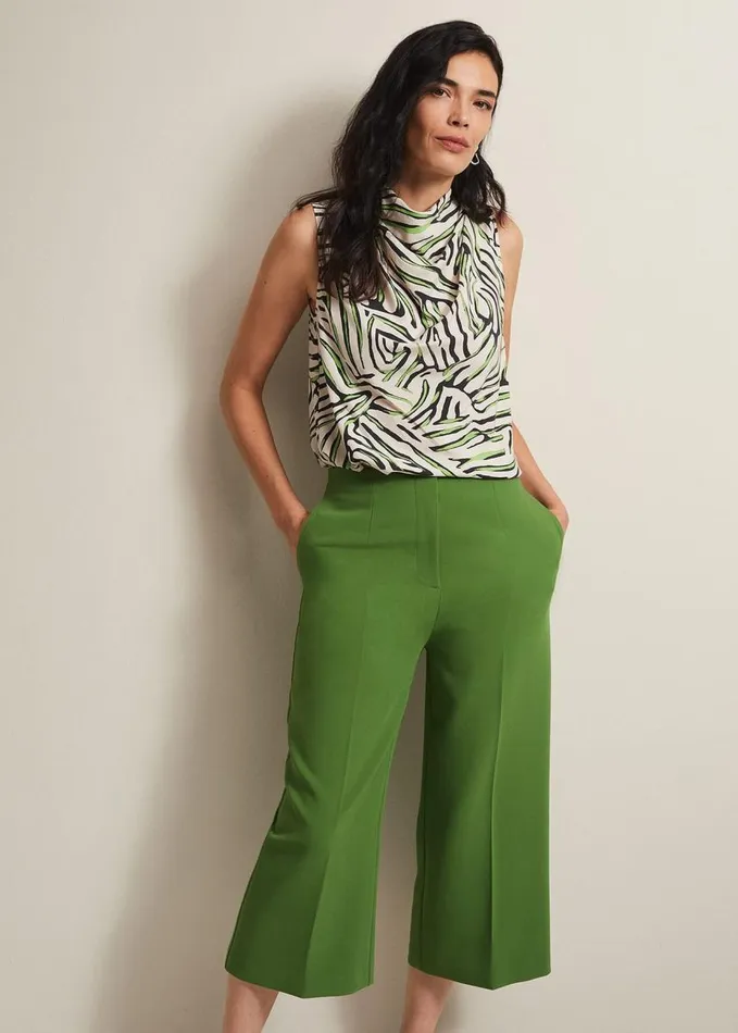 Phase Eight Aubrielle Wide Leg Culottes Green Women Trousers