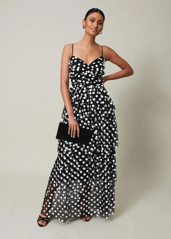 Phase Eight Avianna Sequin Tulle Maxi Dress Blackivory Women Dresses