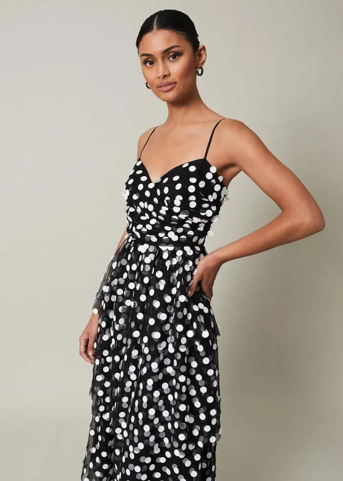 Phase Eight Avianna Sequin Tulle Maxi Dress Blackivory Women Dresses