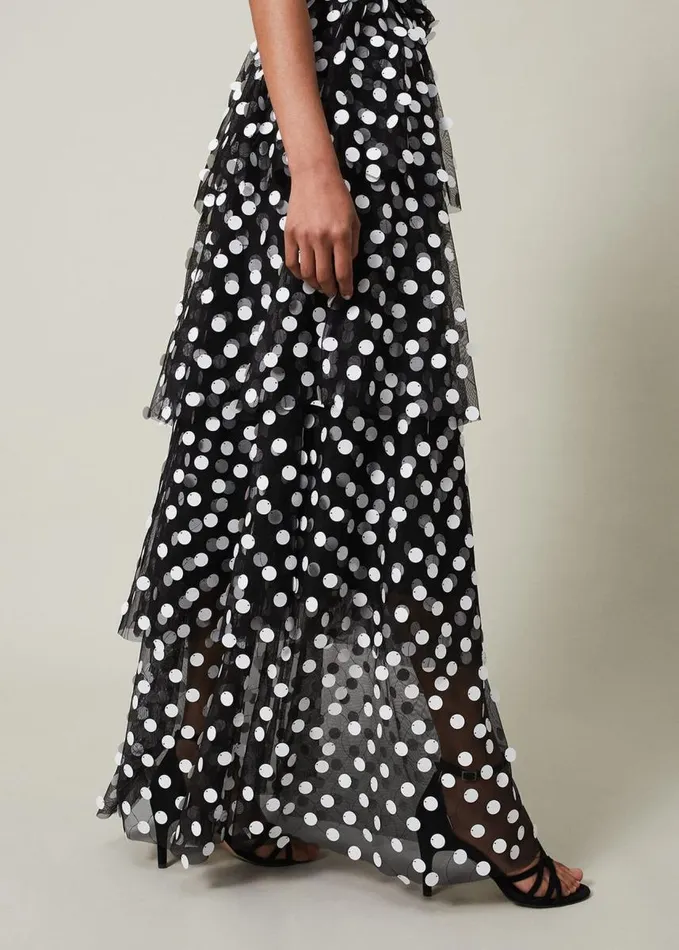 Phase Eight Avianna Sequin Tulle Maxi Dress Blackivory Women Dresses